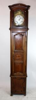 Appraisal: French Provincial tall clock in walnut case th century h