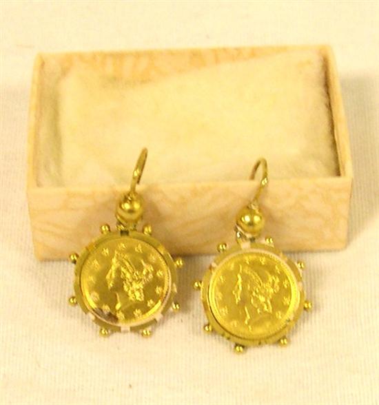 Appraisal: JEWELRY Pair of gold earrings made out of two Type