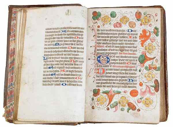 Appraisal: Dutch illuminated manuscript probably th c with approximately vellum pages