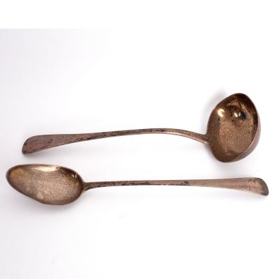 Appraisal: An old English pattern silver soup ladle Sarah John Blake