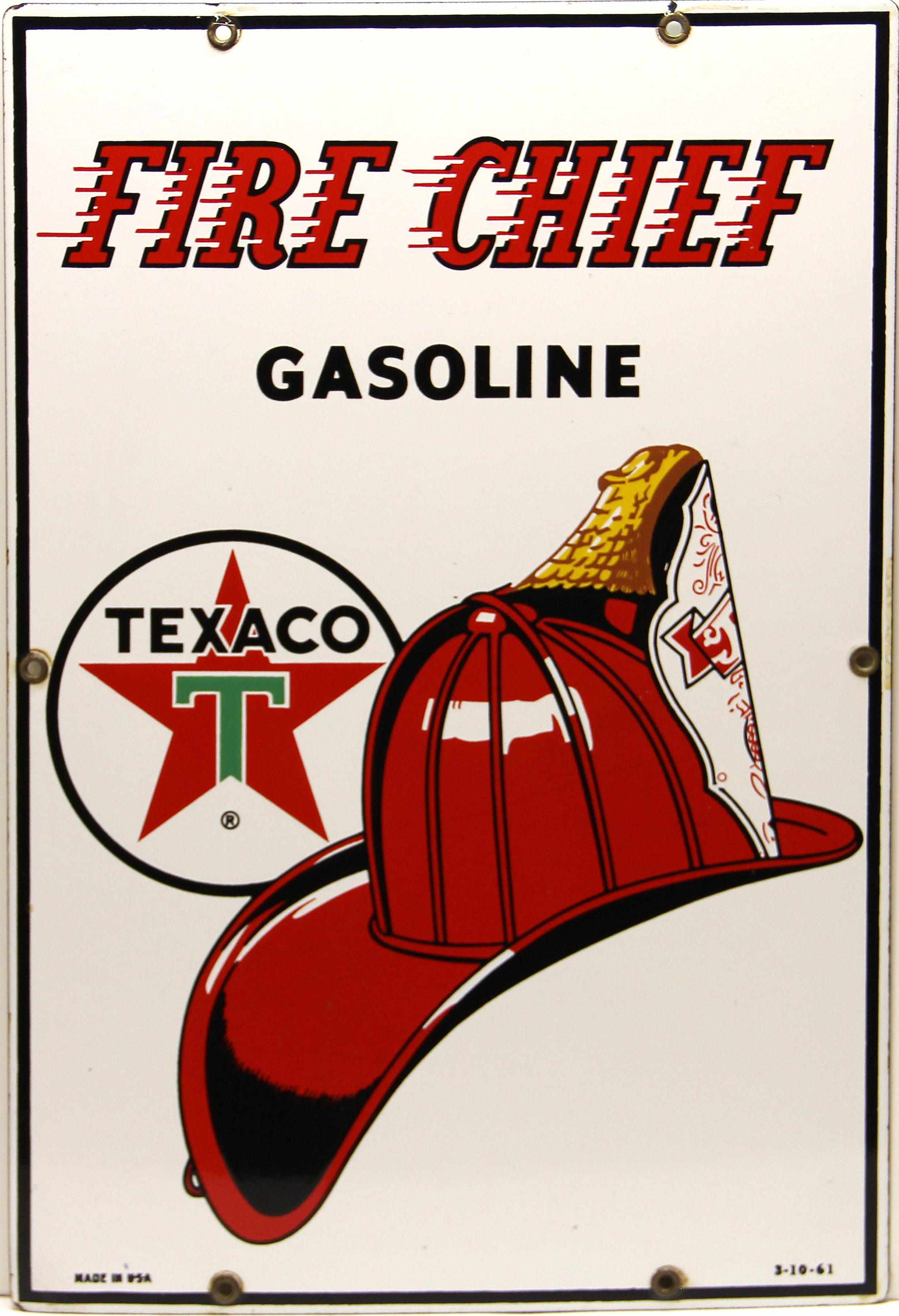 Appraisal: A fine Texaco Fire chief pump plate multi-colored porcelain enamel