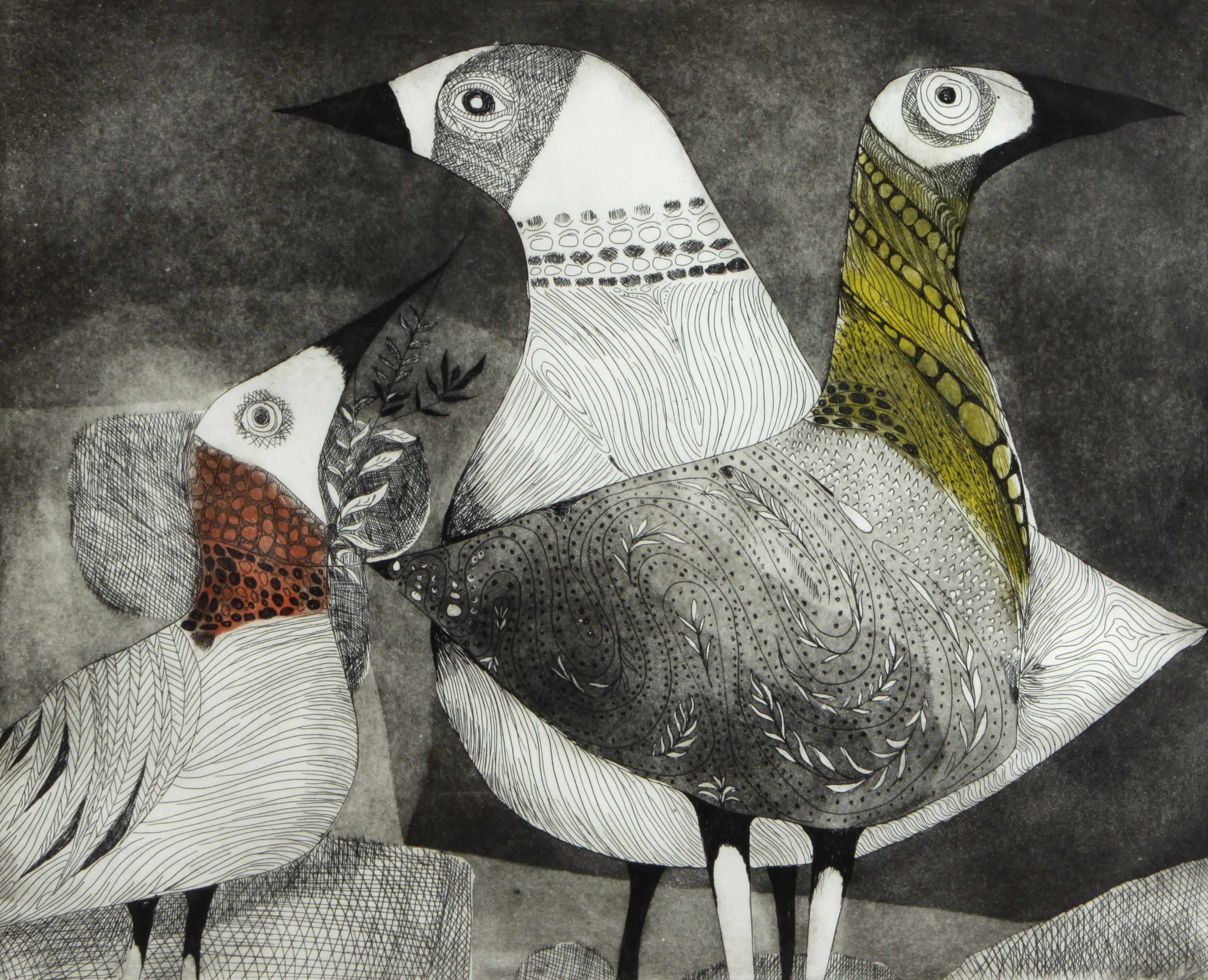 Appraisal: Alec Cowan th century Night Birds n d Etching and