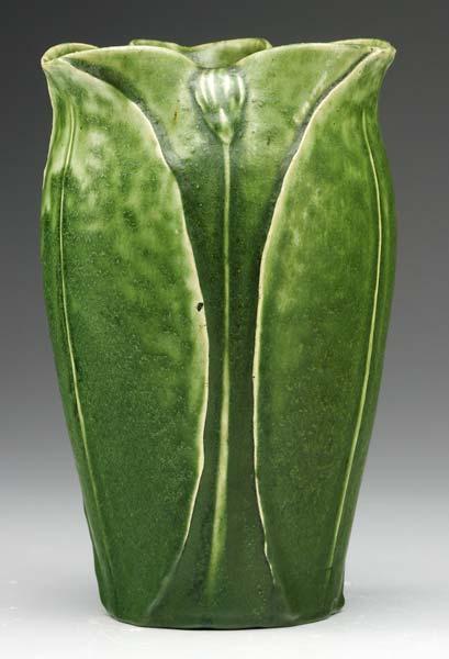 Appraisal: GRUEBY Vase with pinched rim decorated with alternating leaves buds