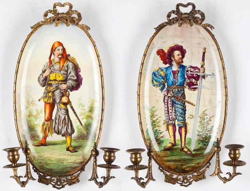 Appraisal: Pair of Choisy Le Roi Porcelain Wall Sconces th century