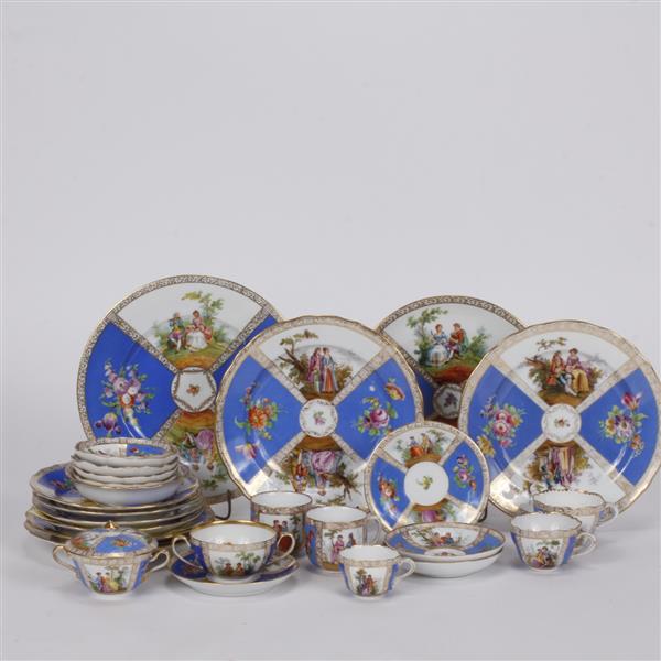 Appraisal: German hand-painted and gilt porcelain partial service mostly Richard Klemm