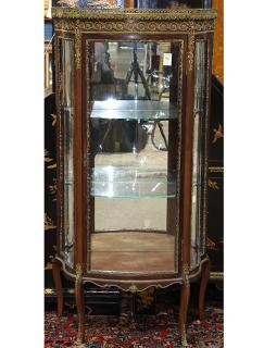 Appraisal: Louis XV style vitrine having a shaped inset marble gallery