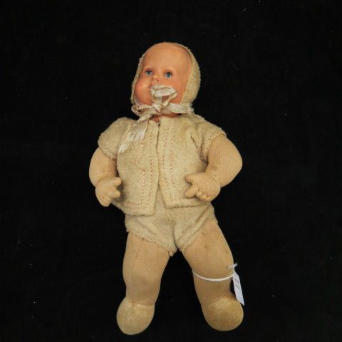 Appraisal: German Wind-Up Doll celluloid type head signed with helmet mark