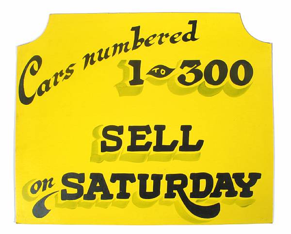 Appraisal: A Car numbers - sign handcrafted painted by Von Dutch