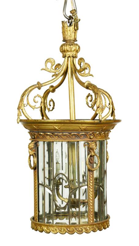 Appraisal: - th C French Gilt Bronze Hanging Light Fixture th