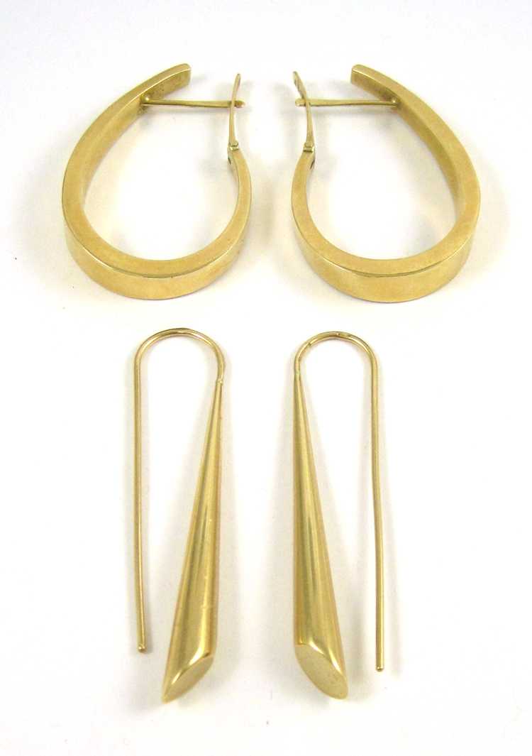 Appraisal: TWO PAIRS OF FOURTEEN KARAT GOLD EARRINGS including a pair