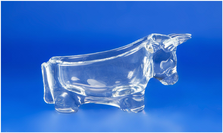 Appraisal: Sevres Glass Ashtray Modelled As A Bull Length Inches