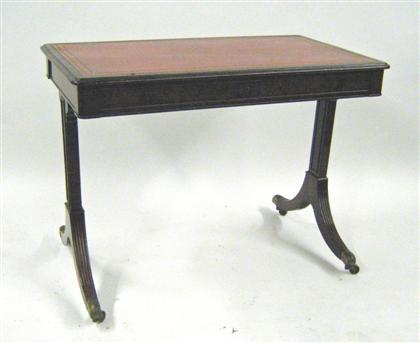 Appraisal: George III mahogany writing table The rectangular red leather inset