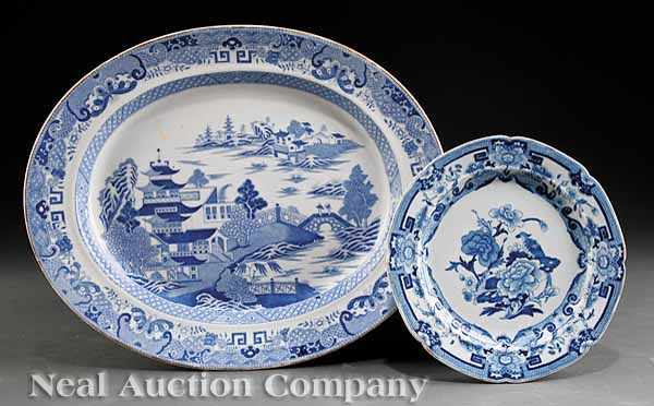 Appraisal: An Early Mason's Ironstone Pagoda Pattern Platter c - blue