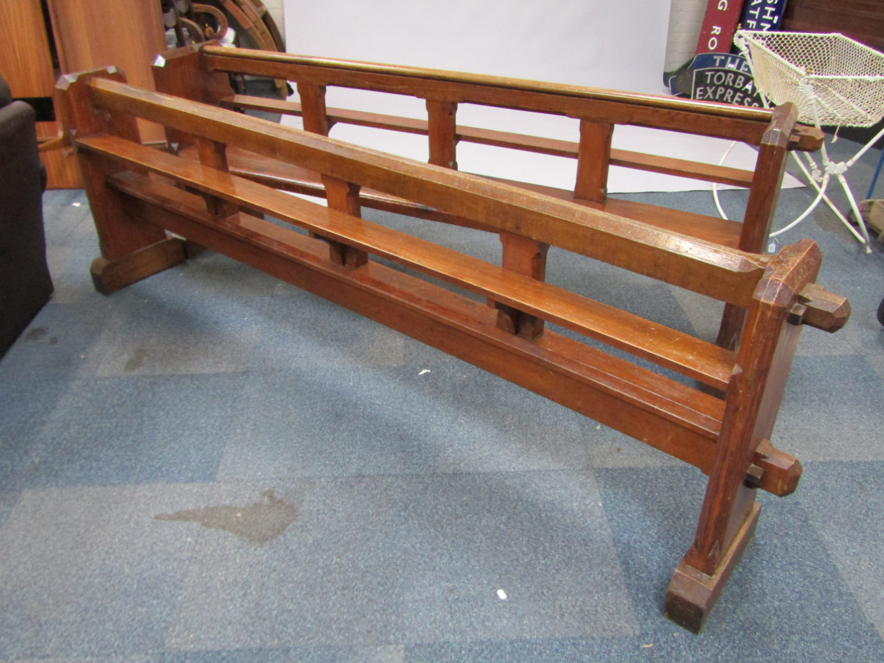 Appraisal: A late thC early thC pine church pew on plain