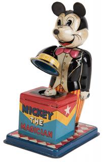 Appraisal: Linemar Mickey the Magician Wind-Up Toy Japanese tin litho wind-up