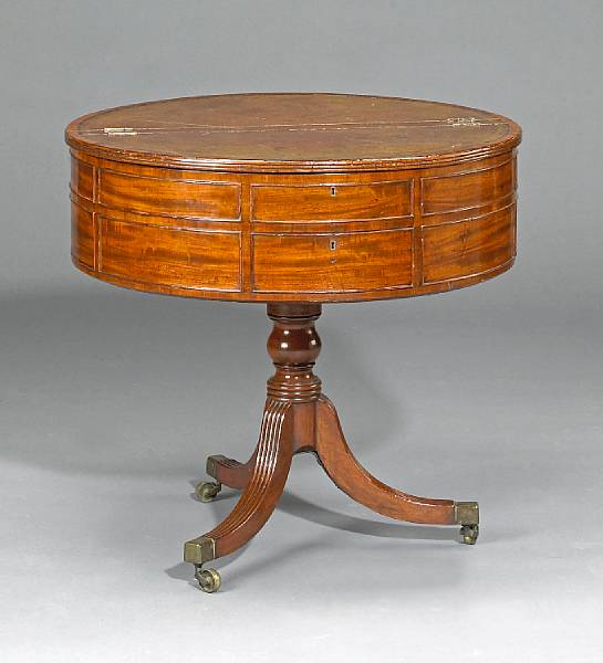 Appraisal: A George III mahogany drum table form dressing table early