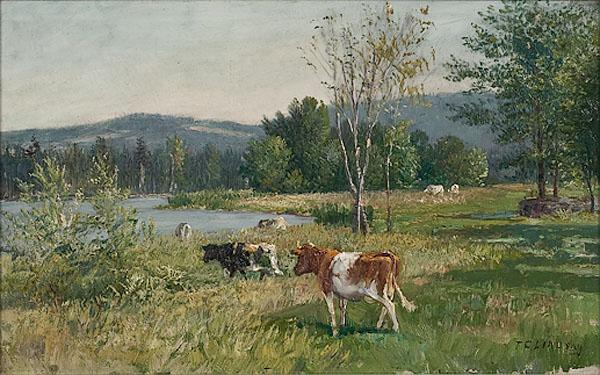 Appraisal: THOMAS CORWIN LINDSAY AMERICAN - Grazing Cattleoil on canvassigned l