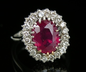 Appraisal: A Ruby and Diamond Dinner Ring k white gold ring