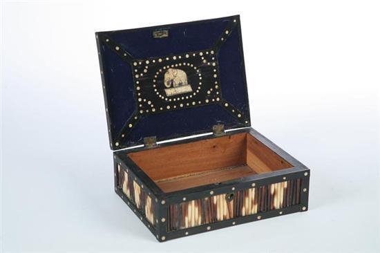 Appraisal: INLAID BOX Continental early th century hardwood porcupine quills Coffered