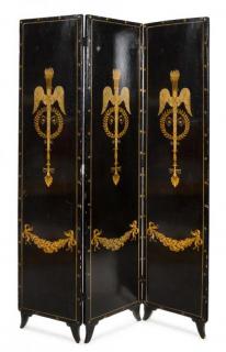 Appraisal: An English Painted Three-Panel Floor Screen th century each painted