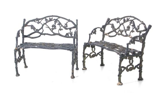 Appraisal: Pair Coalbrookdale design cast-iron garden benches late th early th