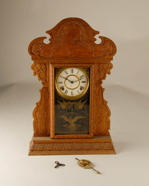 Appraisal: E N Welch Patriotic Lee Clock oak c day time