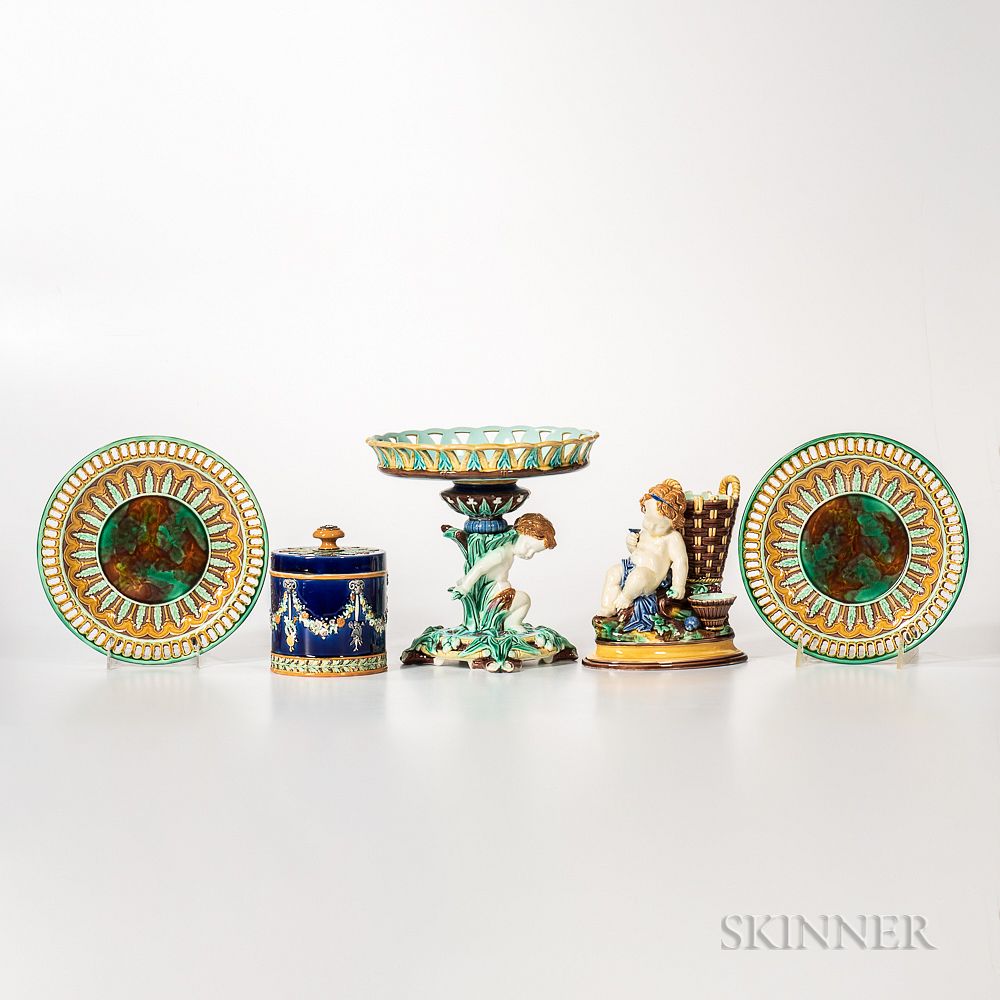 Appraisal: Five Wedgwood Majolica Items Five Wedgwood Majolica Items England -