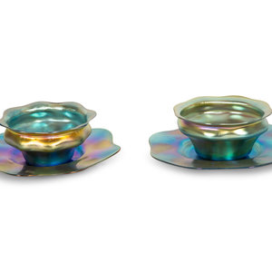 Appraisal: A Pair of Tiffany Studios Blue Favrile Glass Dessert Bowls