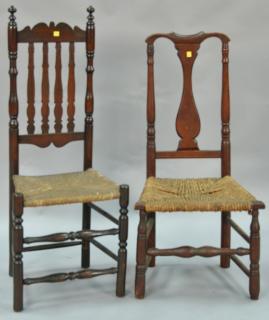 Appraisal: Two primitive side chair including side chair with splat back