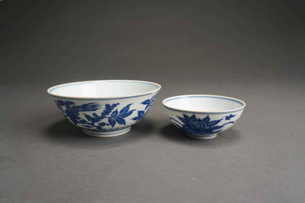 Appraisal: TWO CHINESE BLUE AND WHITE EGGSHELL PORCELAIN BOWLS D OF