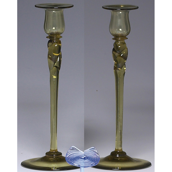 Appraisal: Steuben candlesticks pair one shown far right broad foot with