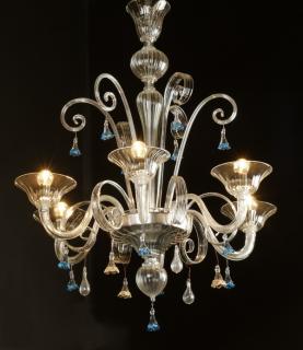 Appraisal: Contemporary Venetian style Contemporary Venetian style crystal chandelier having blue