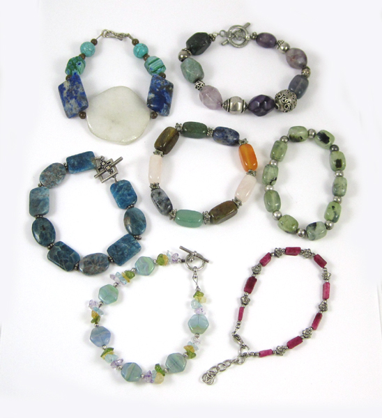 Appraisal: COLLECTION OF SEVEN BRACELETS including three stretch bracelets and four