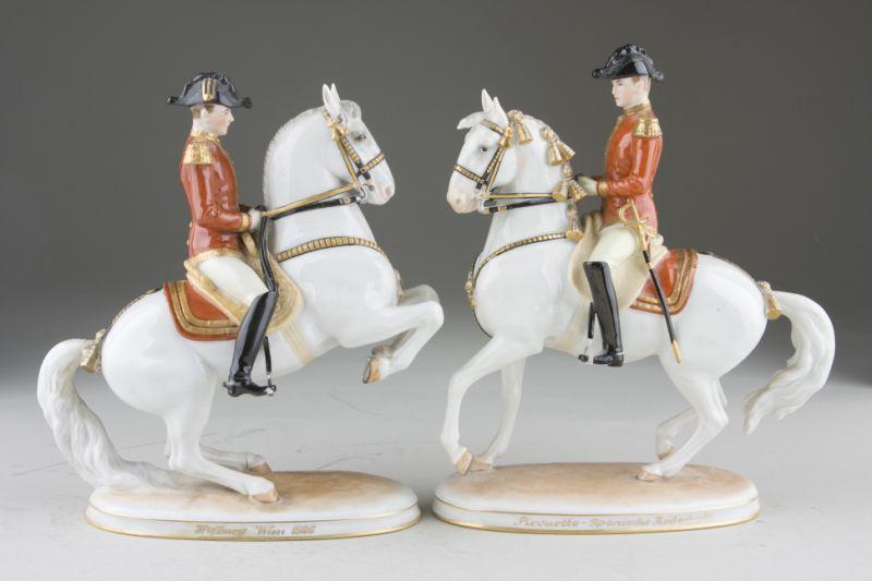 Appraisal: Two Vienna Augarten Equestrian Figures Spanish Riding School Pirouette and