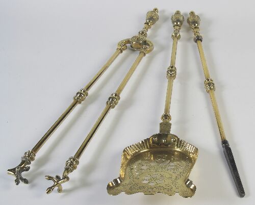 Appraisal: A set of three George III brass fireirons comprising shovel