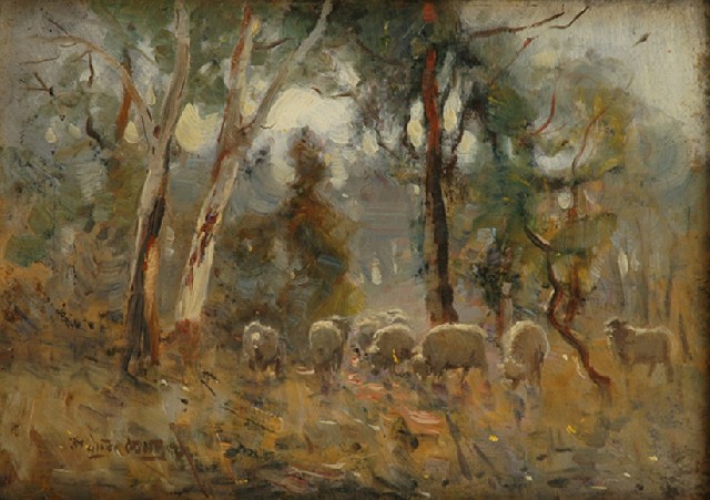 Appraisal: Walter Withers - Sheep Grazing oil on board signed 'Walter