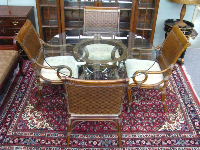 Appraisal: A Hooker furniture casual dining set with four rattan and