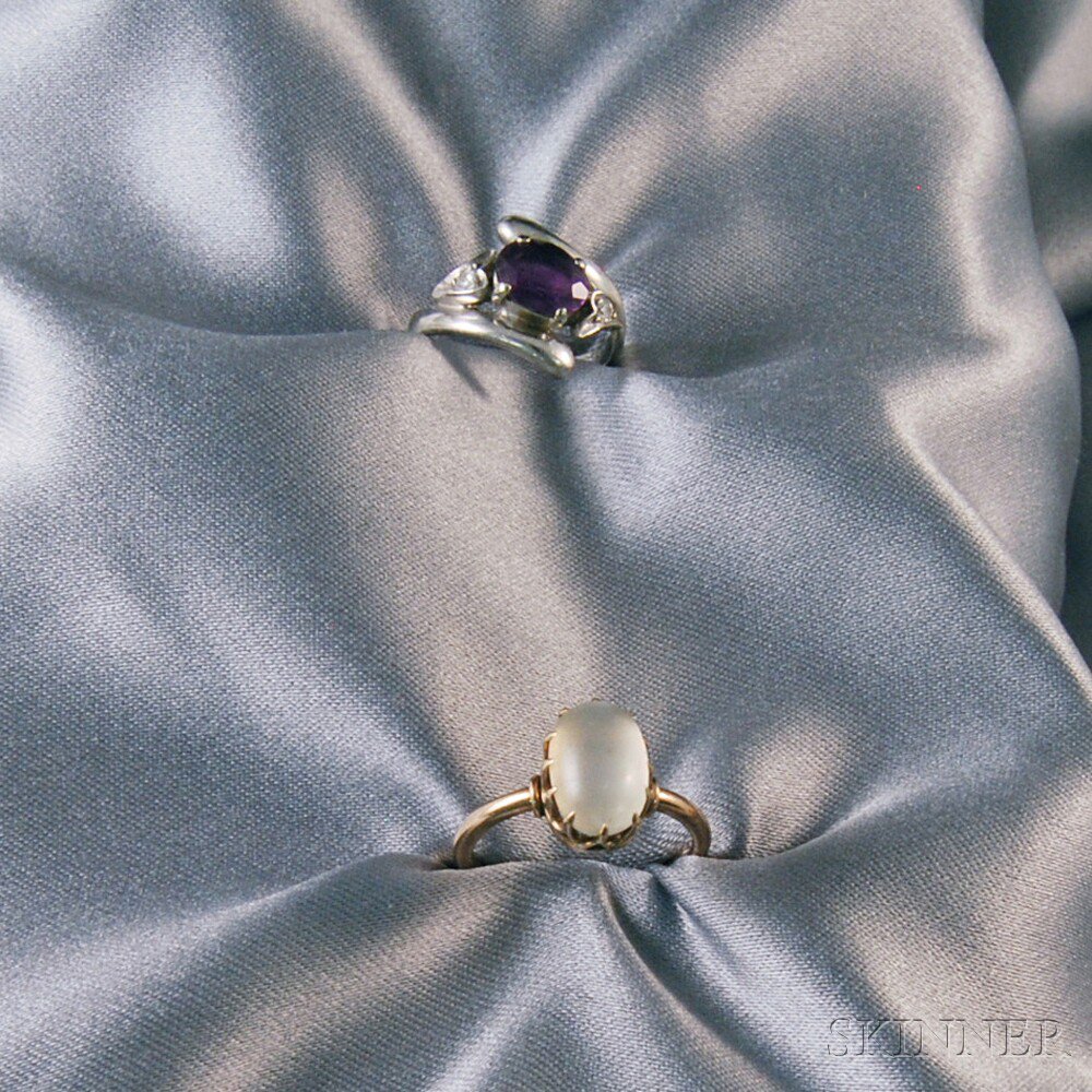 Appraisal: Two Gemstone Rings a kt white gold amethyst and diamond