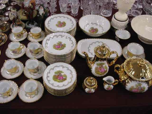 Appraisal: pcs Bavarian Porcelain Dinner Service heavily decorated with gold courting