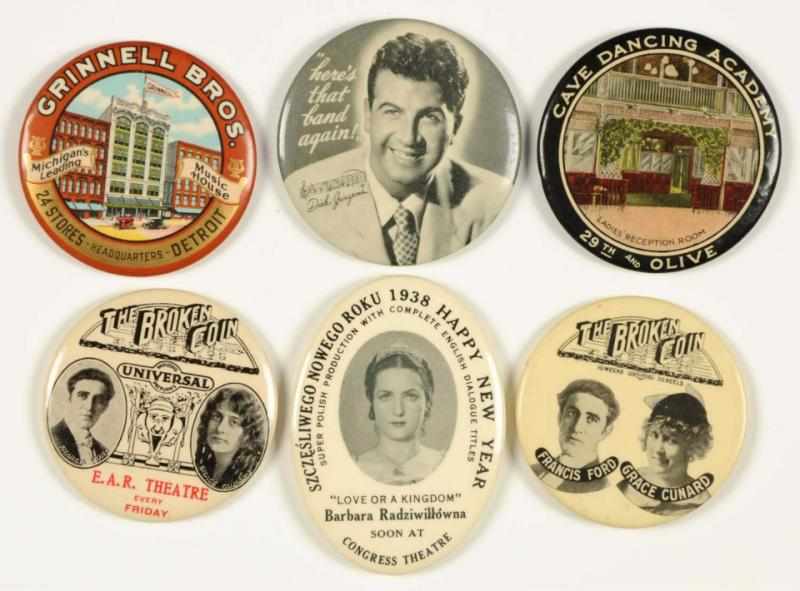 Appraisal: Lot of Entertainment Related Pocket Mirrors Condition Near Mint Size