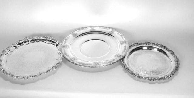 Appraisal: Group of Silver Plated Serving Trays including nine trays ranging