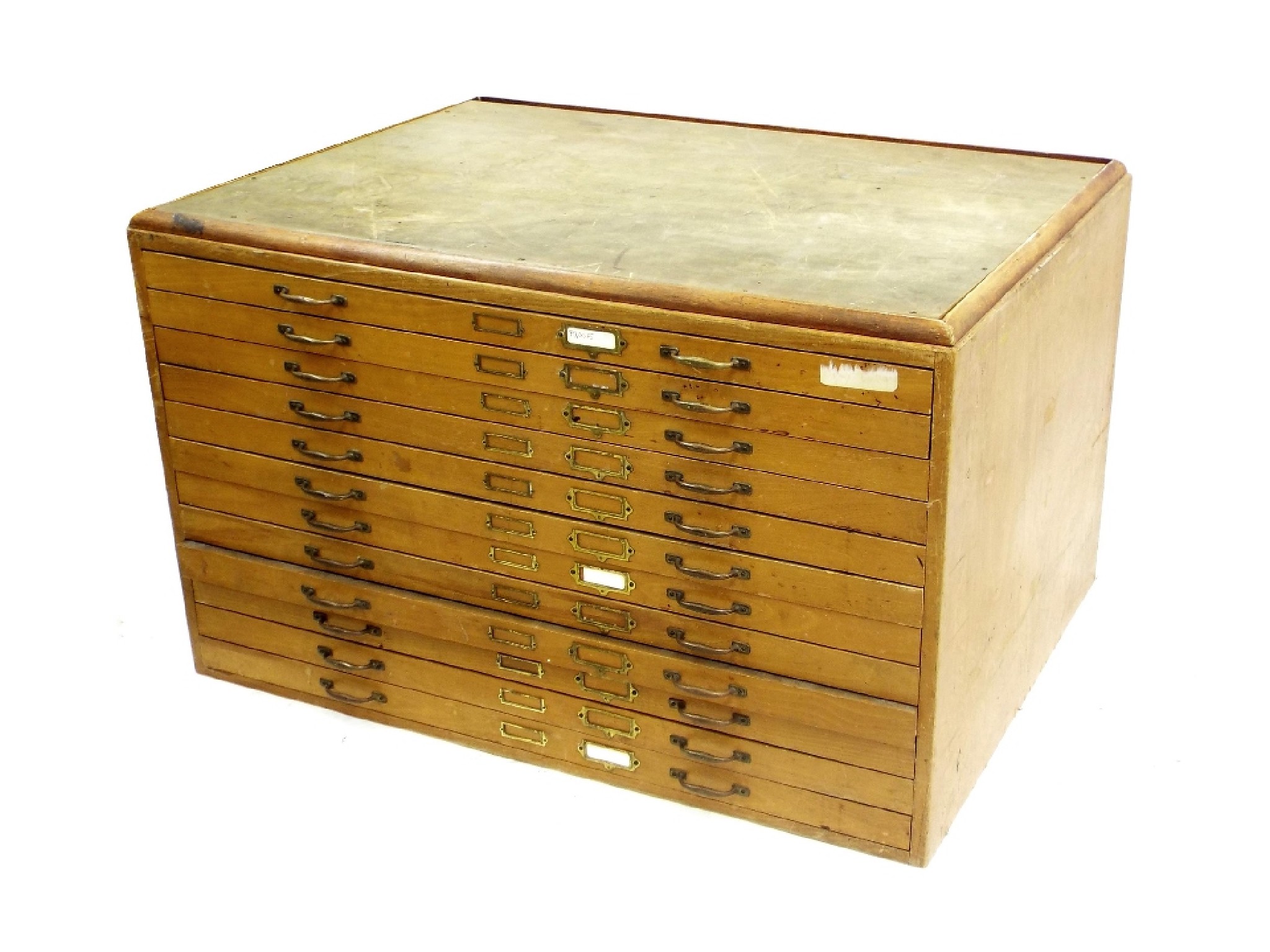 Appraisal: Twelve drawer plan chest each drawer fitted with twin brass