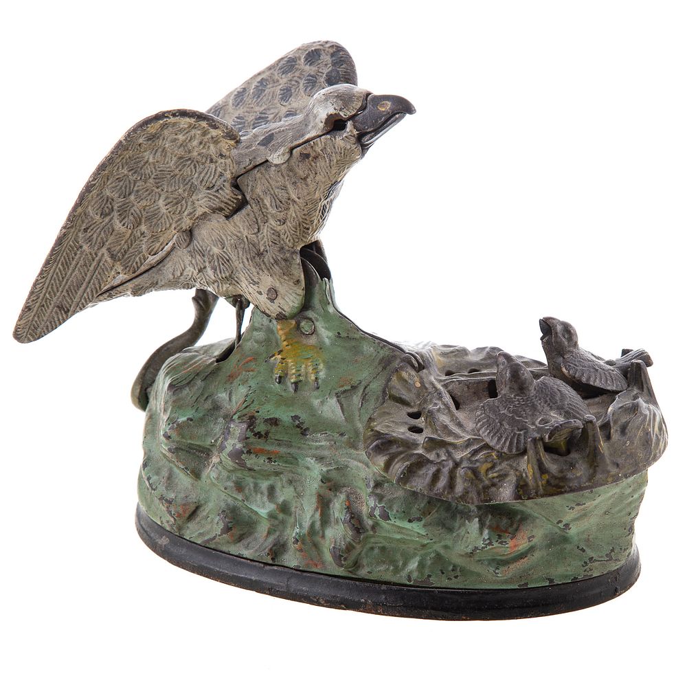 Appraisal: Eagle Eaglets Cast Iron Mechanical Bank Dated by J E