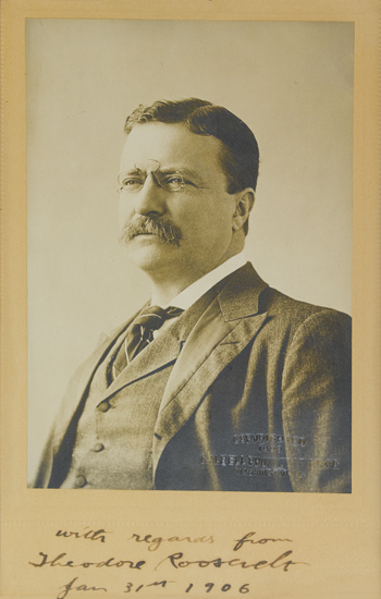 Appraisal: ROOSEVELT THEODORE Photograph Signed and Inscribed with regards as President