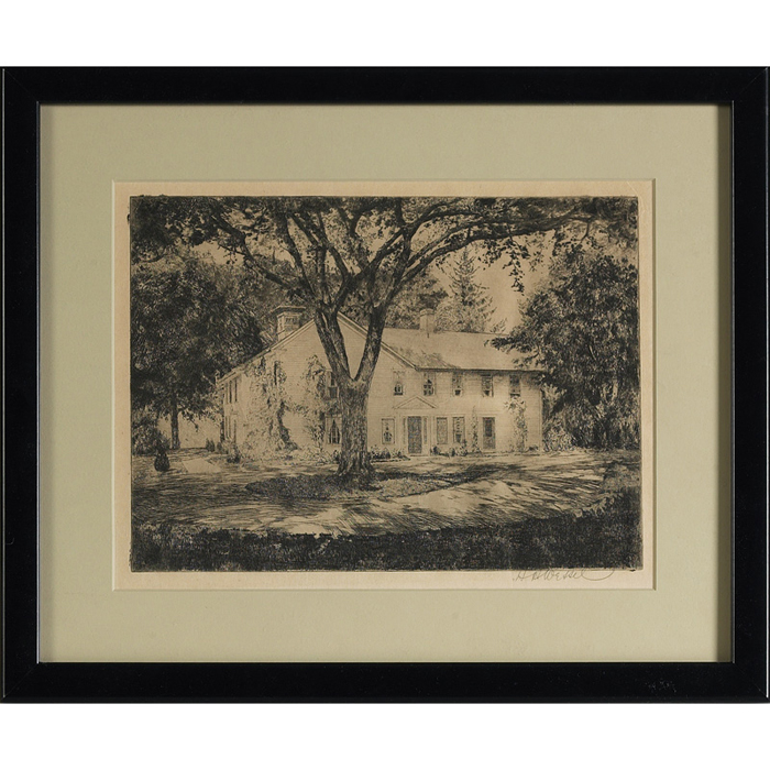 Appraisal: Herman Wessel American b House etching signed framed x with