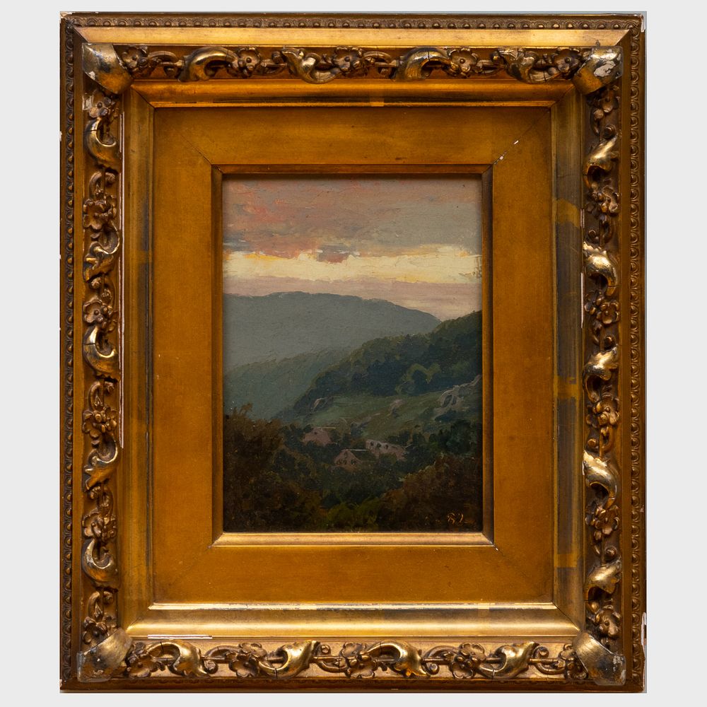 Appraisal: American School Landscape Oil on board unsigned dated ' '