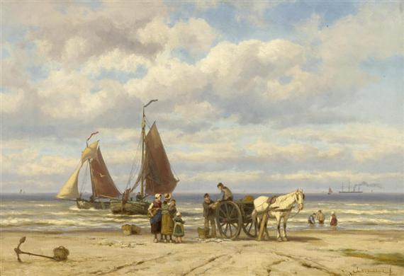 Appraisal: KOEKKOEK JOHANNES HERMAN BAREND Amsterdam - Hilversum Beach scene Oil