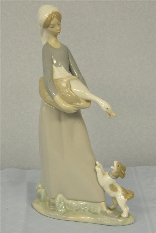 Appraisal: Lladro figure of girl holding goose with attendant dog h