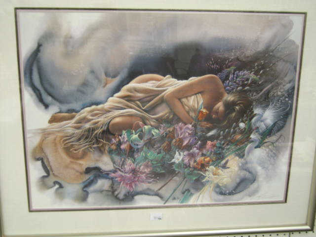 Appraisal: Lee Bogle Lithograph lady asleep among the flowers signed numbered