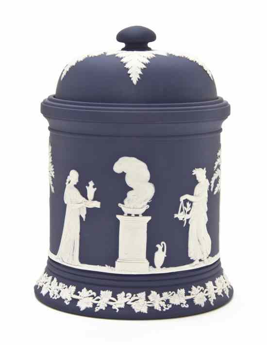 Appraisal: A Wedgwood Jasperware Tobacco Jar having a domed lid over